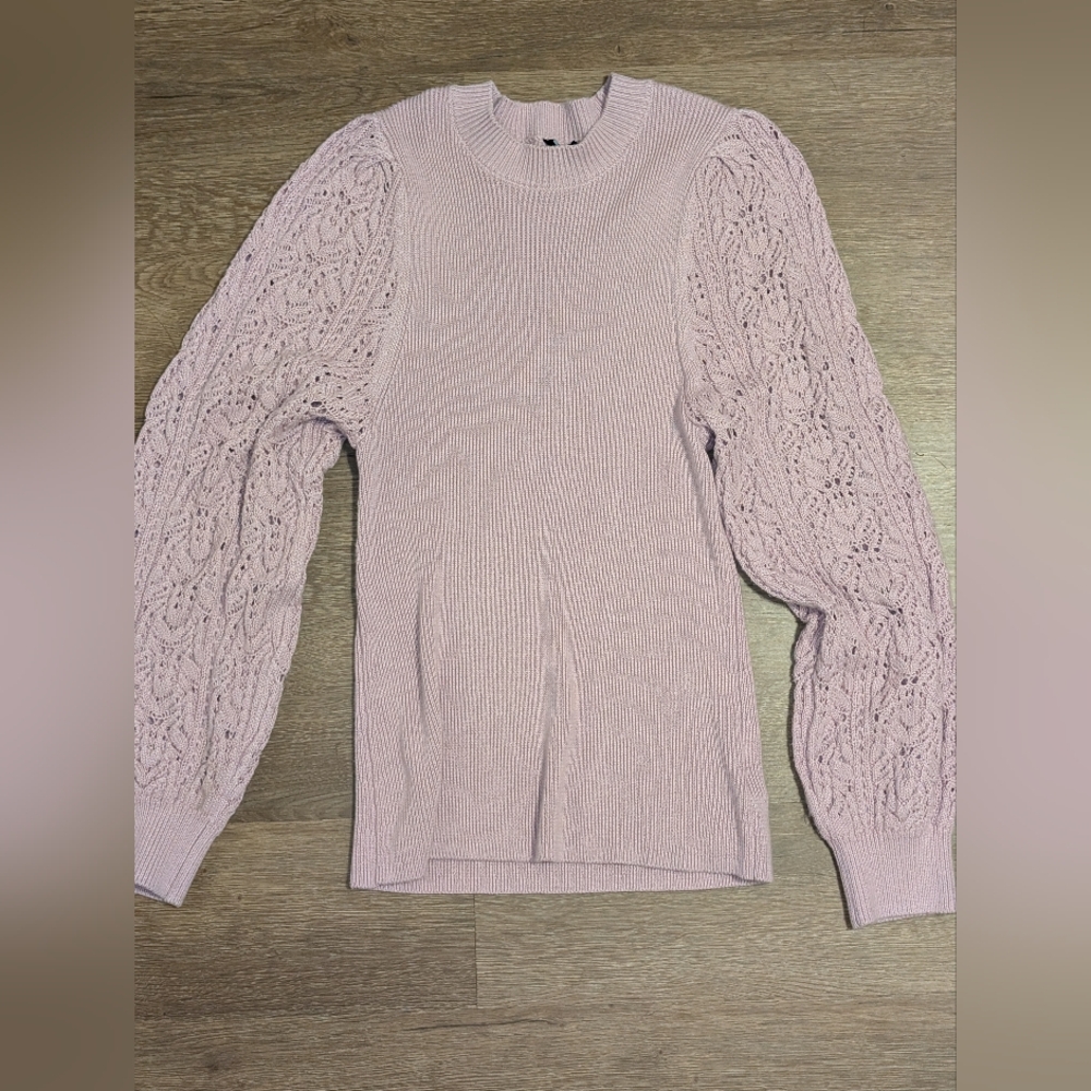 Splendid Cashblend Lilac Knit Puff Sleeve Sweater